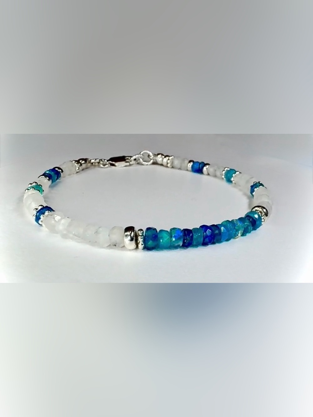 Moonstone Pariba Blue Welo Opal Bracelet in Sterling Silver - Picture 2 of 7
